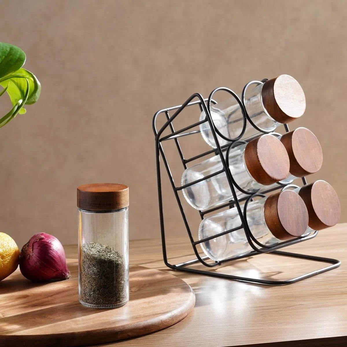 Spice Jar Set Airtight Lids Set of 6