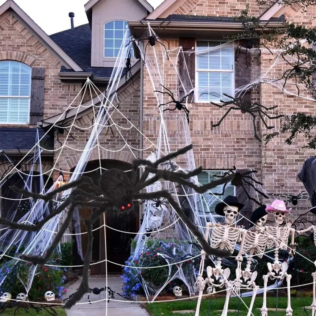 Spider Web Decoration With Poseable Fuzzy Spider