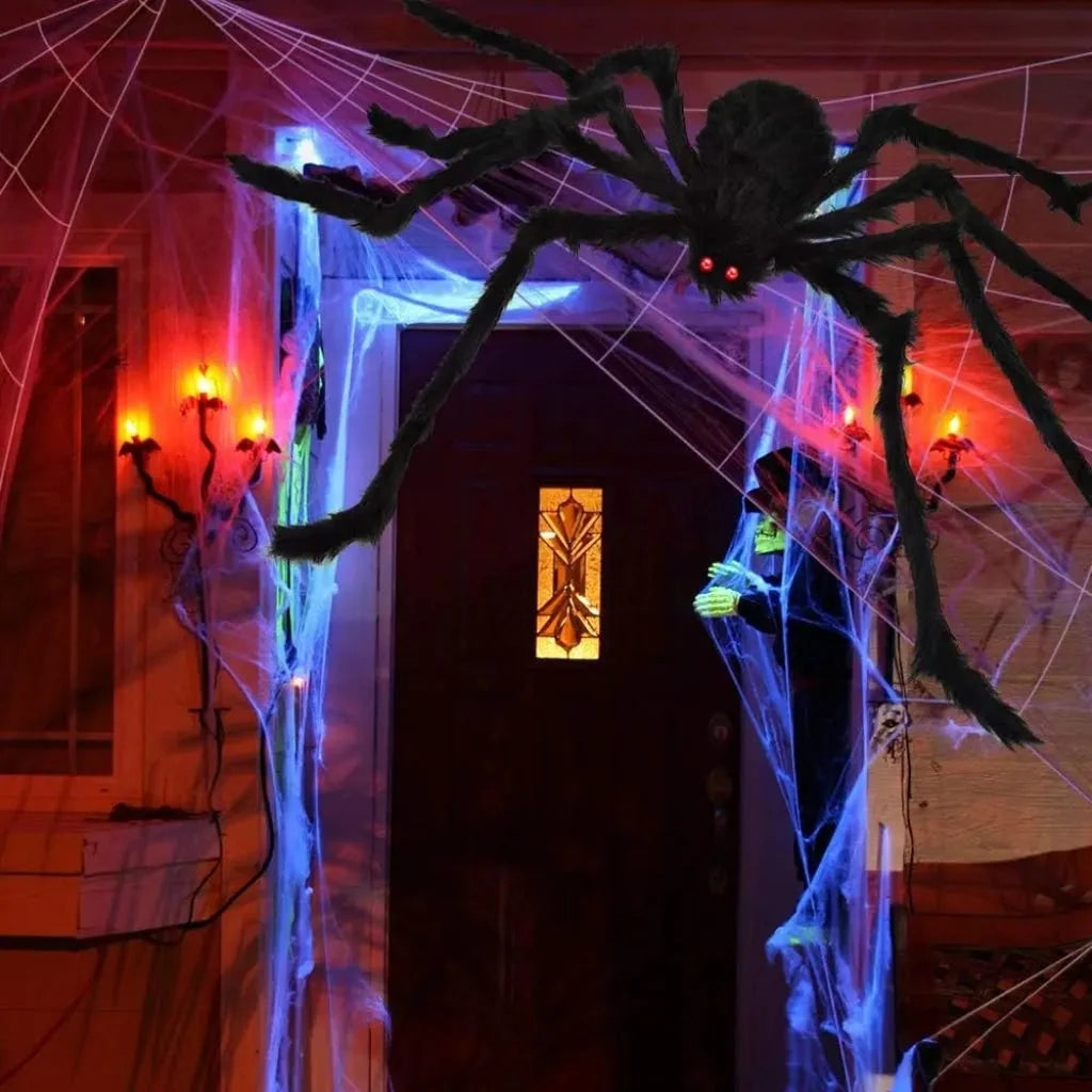 Spider Web Decoration With Poseable Fuzzy Spider