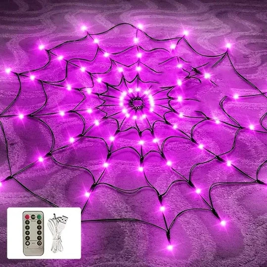 Spider Web Lights 80 LED Remote Control 8 Modes