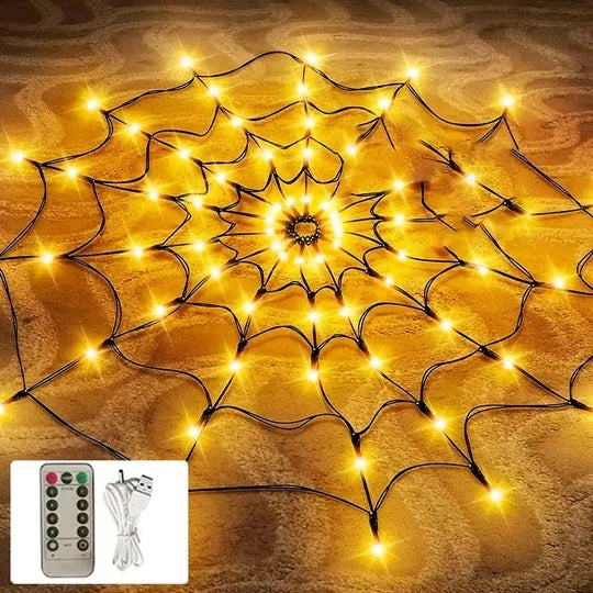 Spider Web Lights 80 LED Remote Control 8 Modes