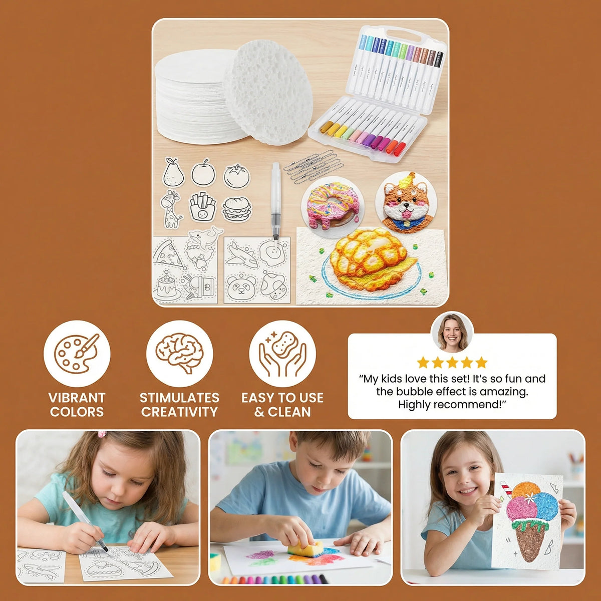 Sponge Painting Set Bubble Texture Multiple Shapes