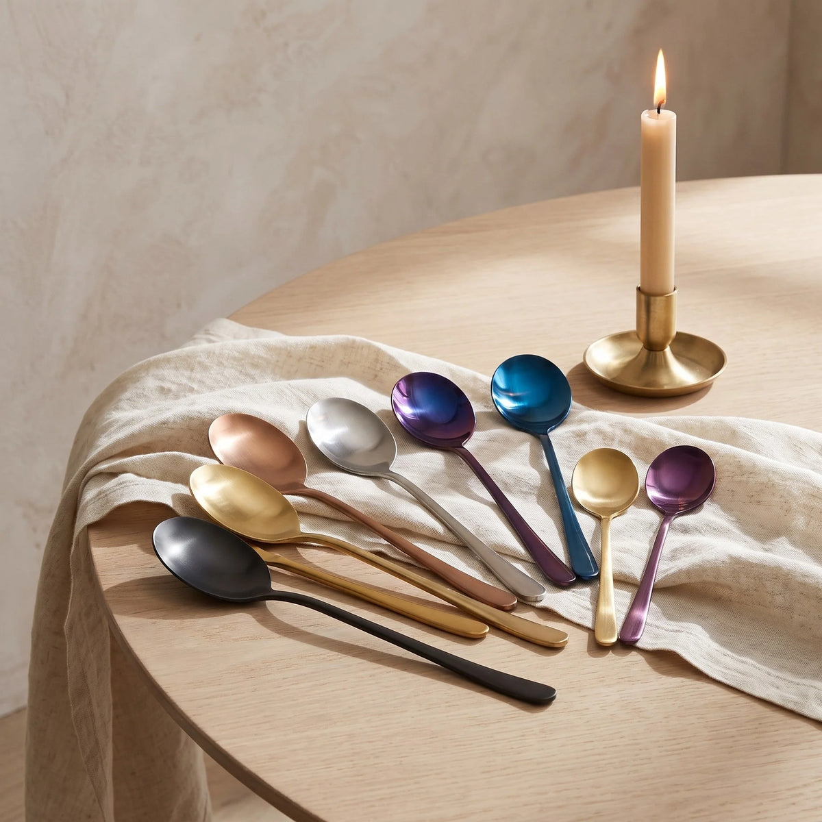 Spoon Set Plated Stainless Steel Multiple Finishes