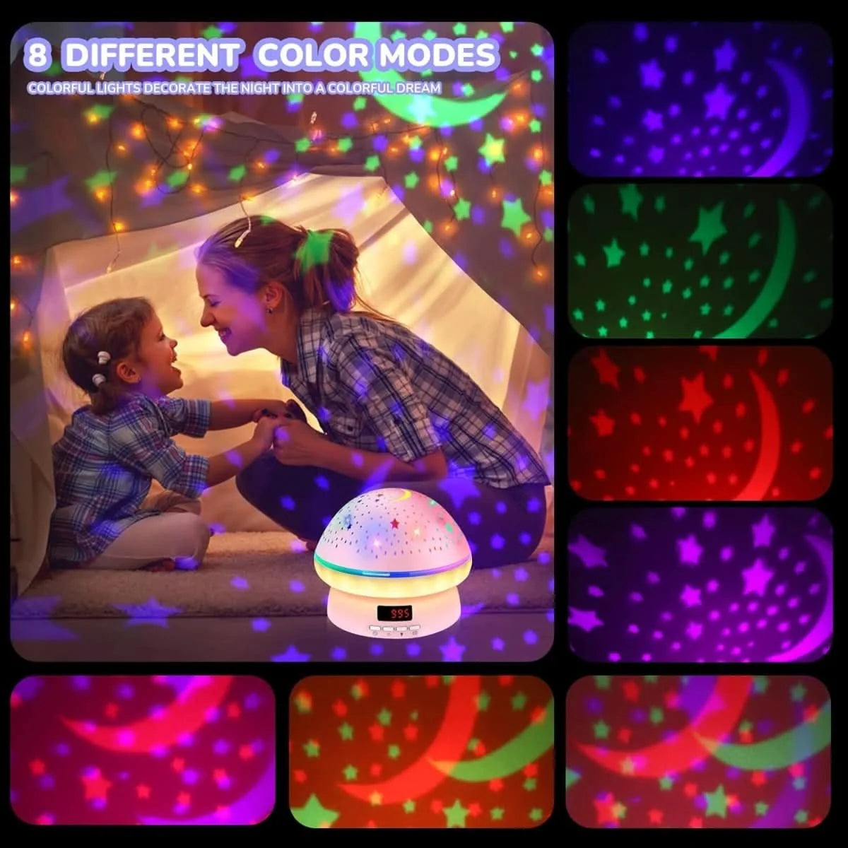 Star Projector 16-Color Rotating With Timer & Remote Control