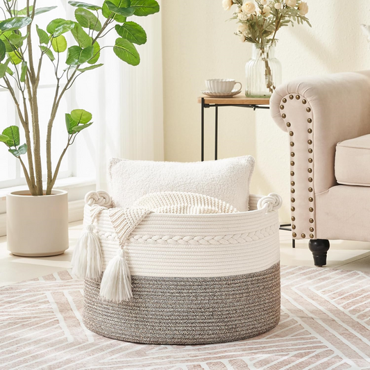Storage Basket Braided Cotton Rope Extra Large Machine Washable