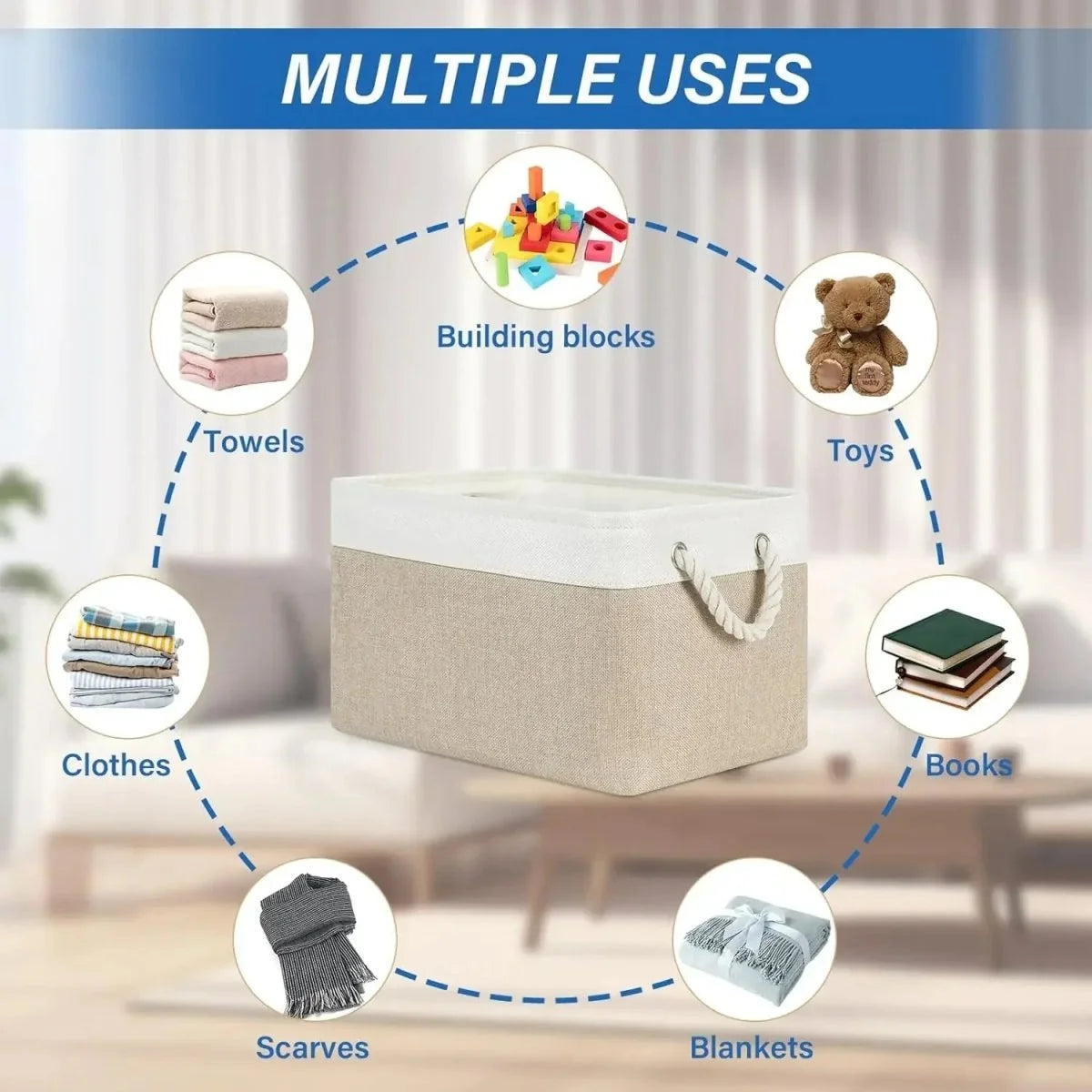 Storage Basket Linen Shape-Retaining Lightweight
