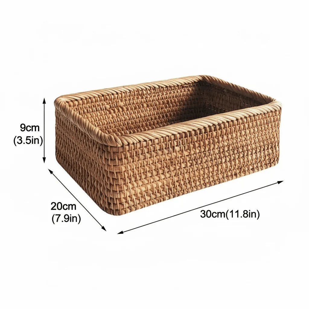 Storage Basket Woven Rattan-Style Decorative Organization