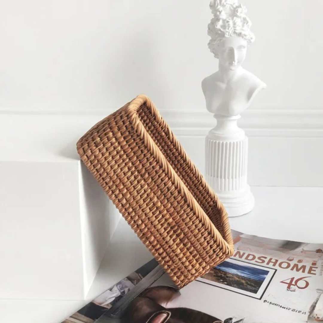 Storage Basket Woven Rattan-Style Decorative Organization
