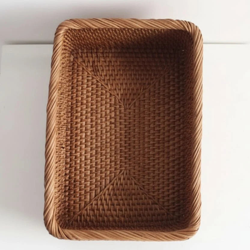 Storage Basket Woven Rattan-Style Decorative Organization