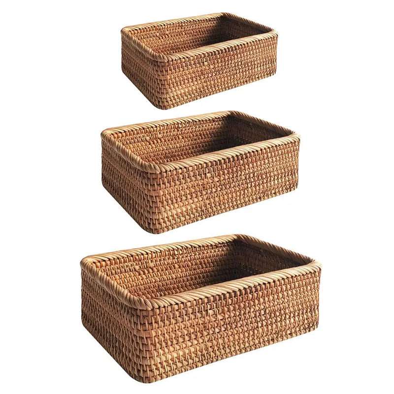 Storage Basket Woven Rattan-Style Decorative Organization