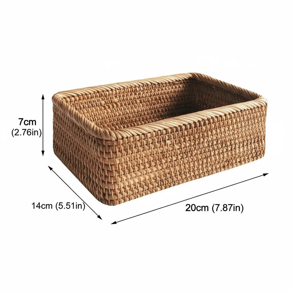 Storage Basket Woven Rattan-Style Decorative Organization