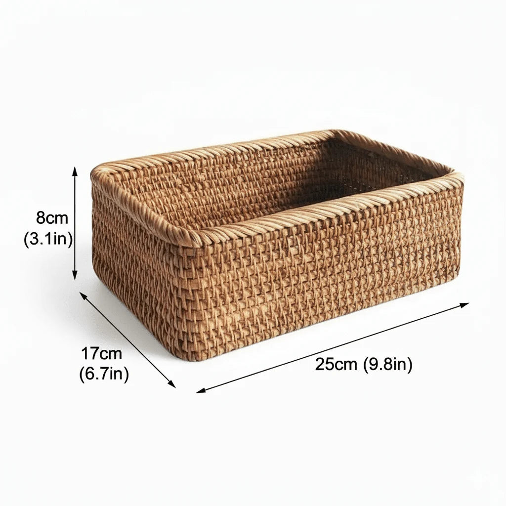 Storage Basket Woven Rattan-Style Decorative Organization