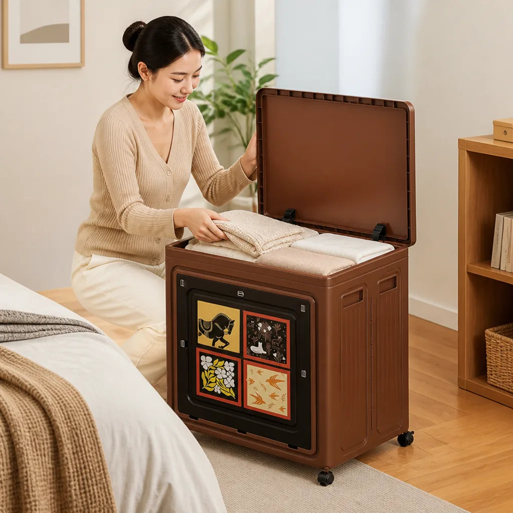 Storage Box Foldable With Wheels 85L