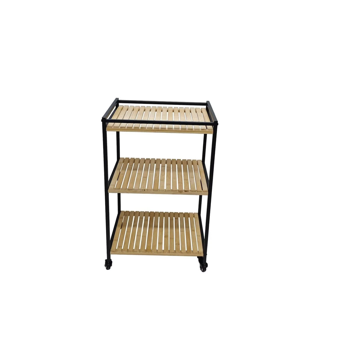 Storage Trolley Bamboo 3-Tier Rolling Shelves