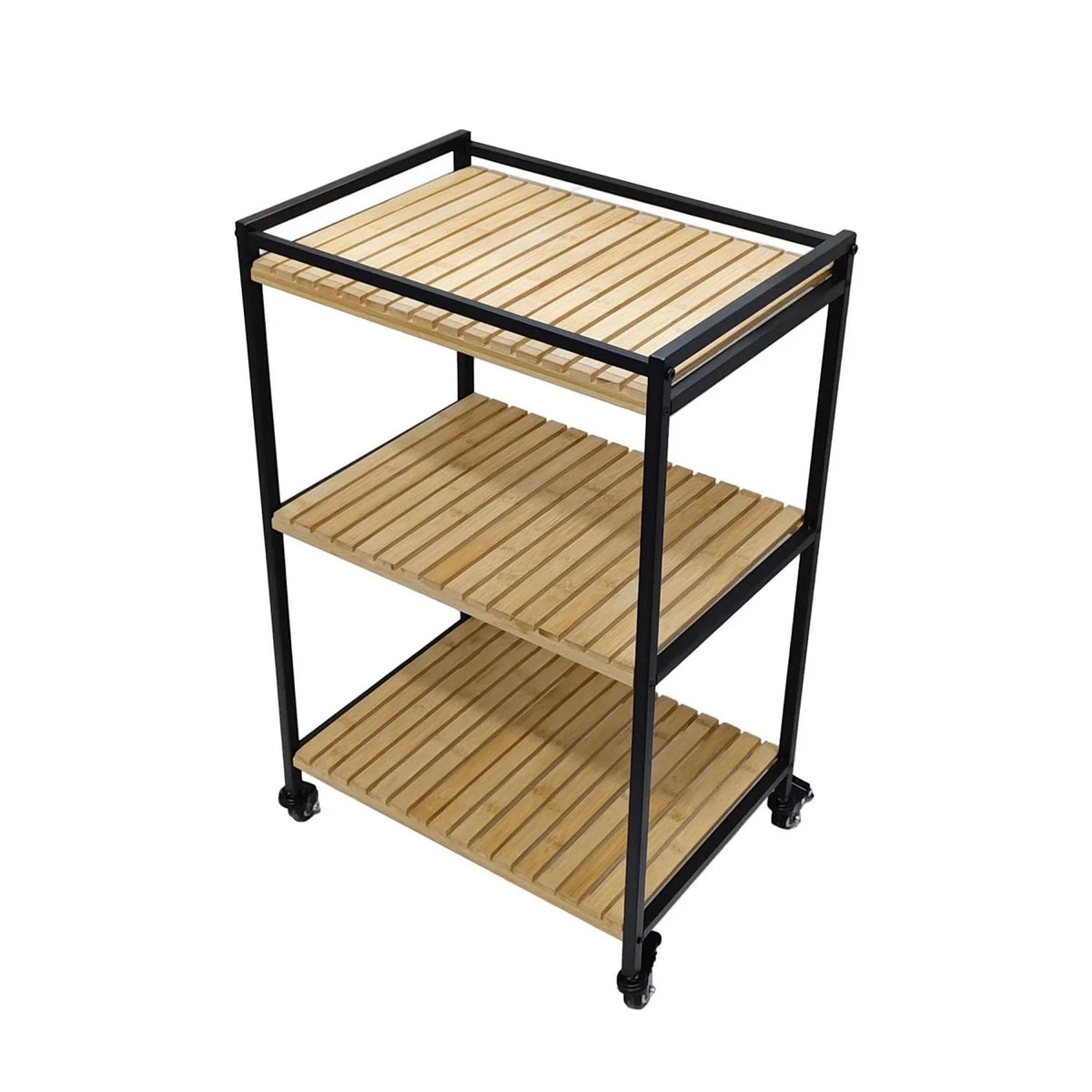 Storage Trolley Bamboo 3-Tier Rolling Shelves