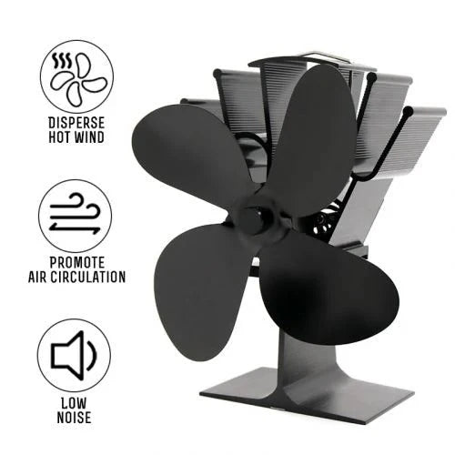Stove Fan Heat-Powered Automatic Operation Aluminum Blades
