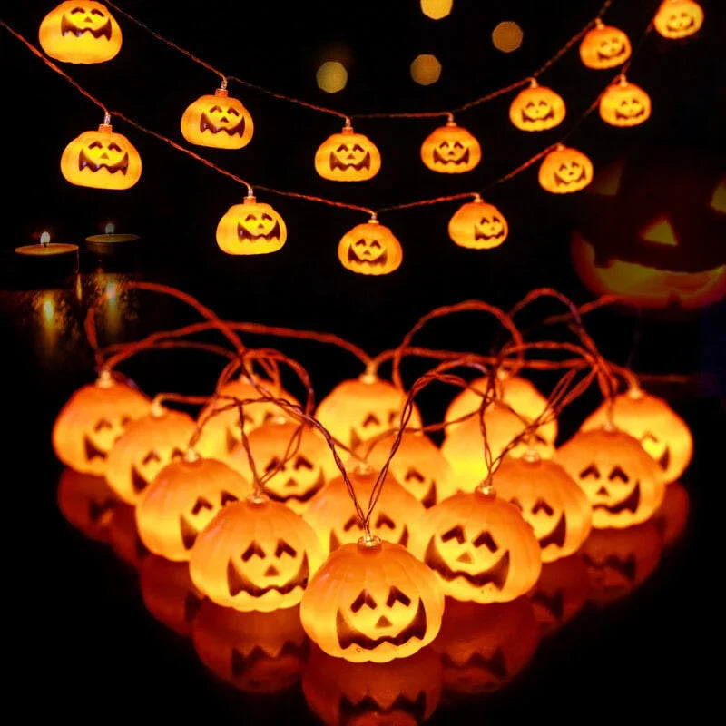 String Lights Carved Pumpkin LED Warm Yellow Glow