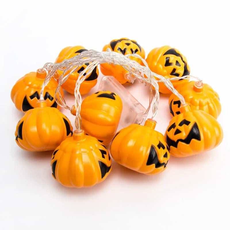 String Lights Carved Pumpkin LED Warm Yellow Glow
