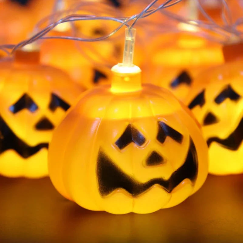 String Lights Carved Pumpkin LED Warm Yellow Glow