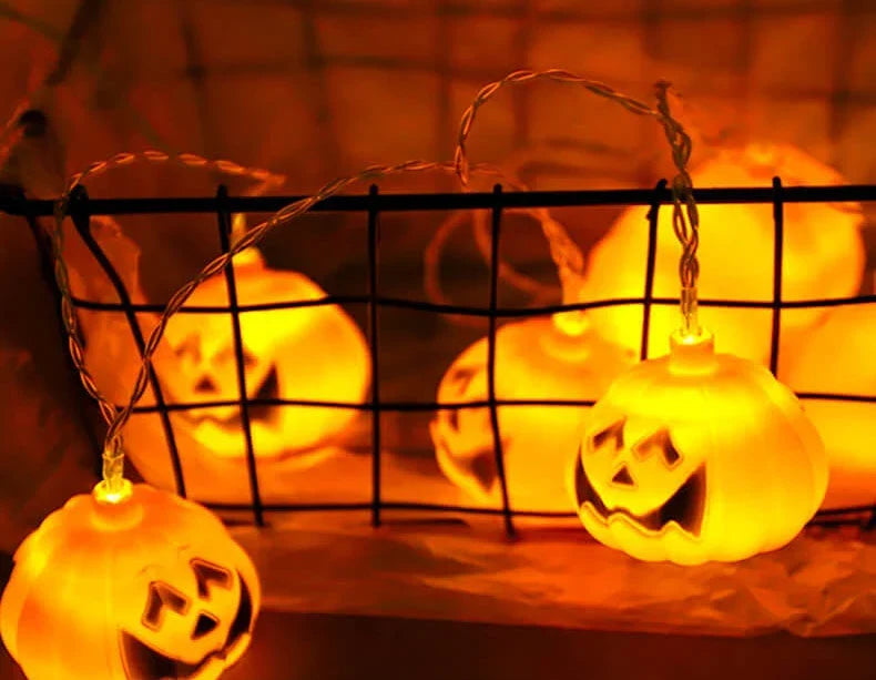 String Lights Carved Pumpkin LED Warm Yellow Glow
