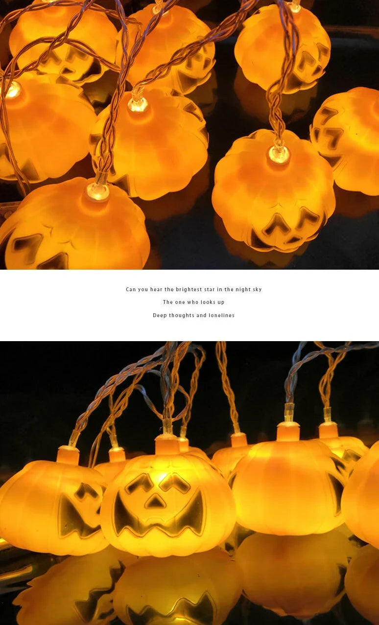 String Lights Carved Pumpkin LED Warm Yellow Glow