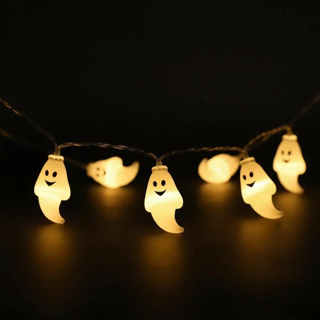 String Lights Ghost-Shaped 10 LED Battery-Powered Indoor & Outdoor