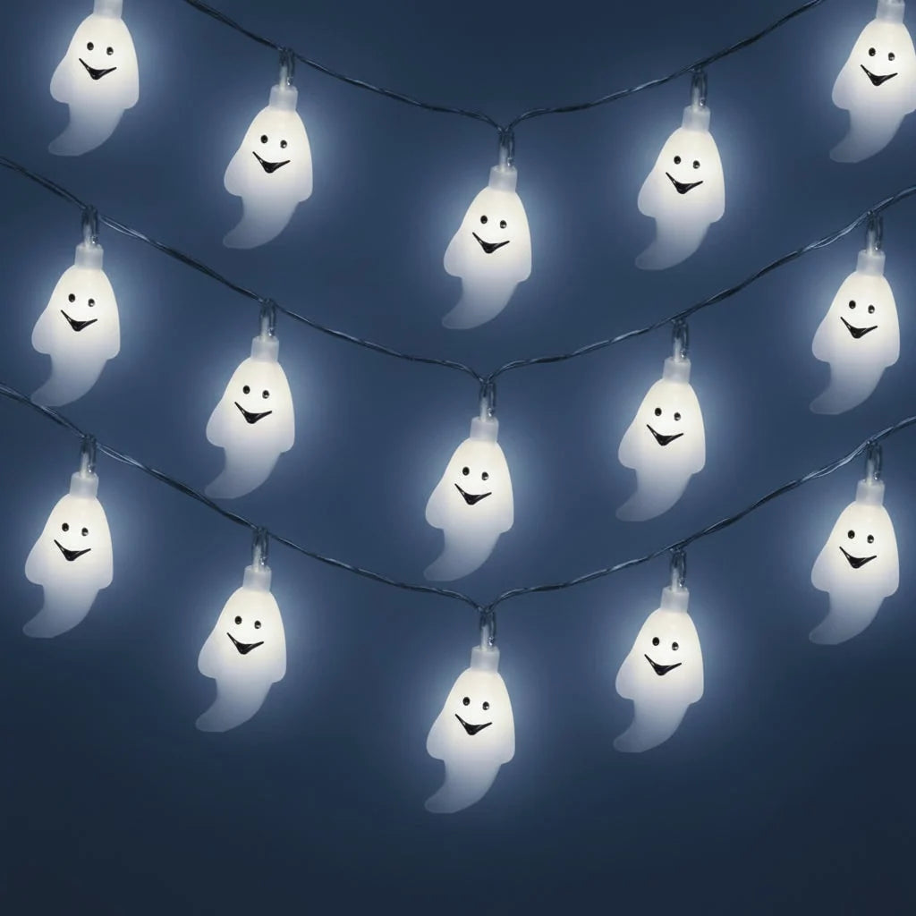 String Lights Ghost-Shaped 10 LED Battery-Powered Indoor & Outdoor