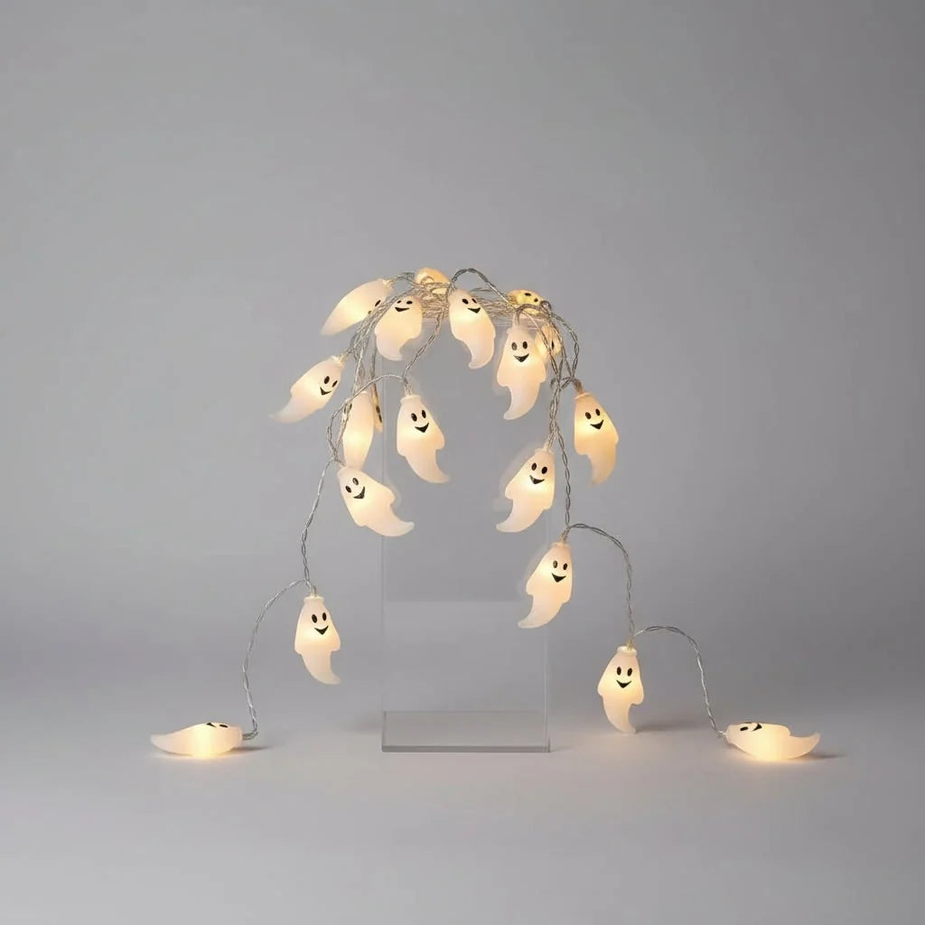 String Lights Ghost-Shaped 10 LED Battery-Powered Indoor & Outdoor
