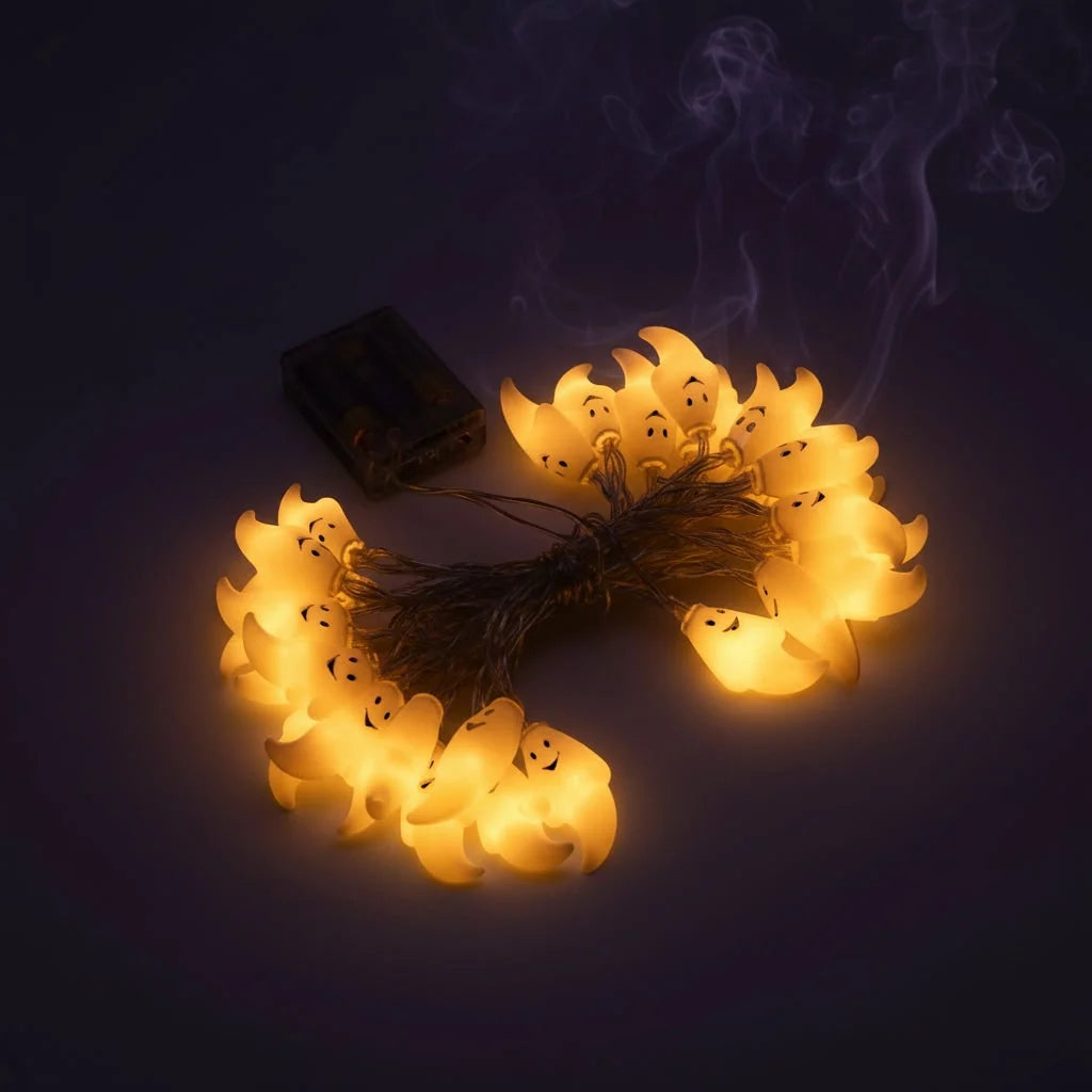 String Lights Ghost-Shaped 10 LED Battery-Powered Indoor & Outdoor