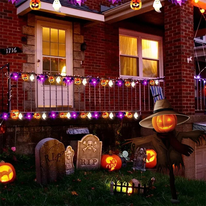 String Lights Halloween LED Bat Ghost & Pumpkin Figures