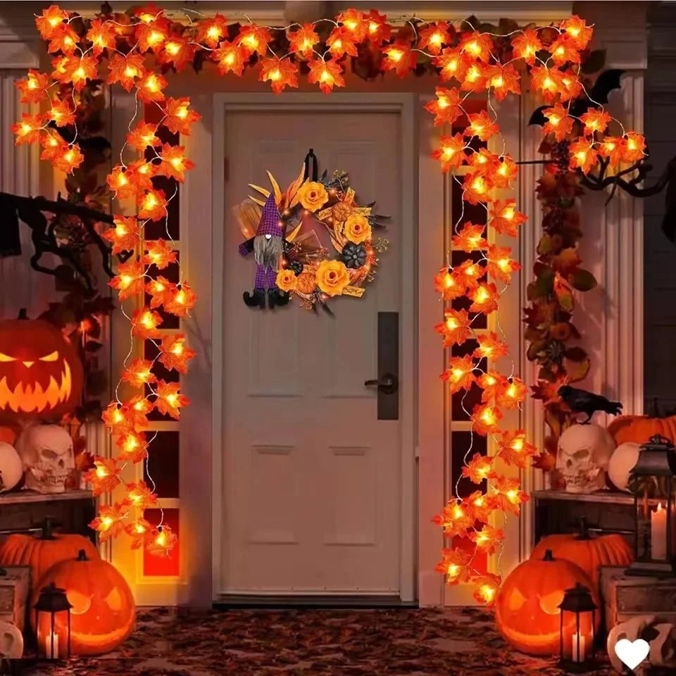 String Lights Maple Leaf Warm Amber LED