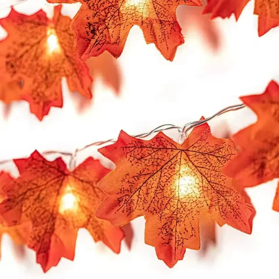 String Lights Maple Leaf Warm Amber LED