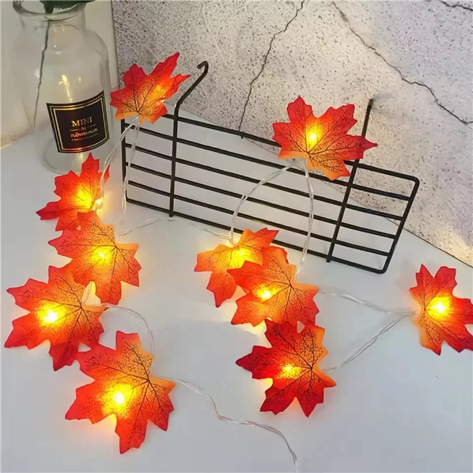 String Lights Maple Leaf Warm Amber LED