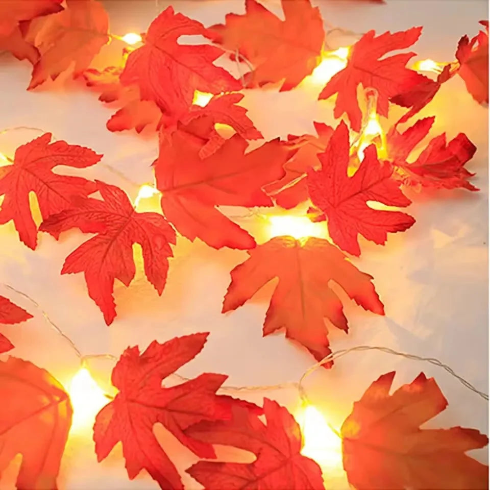 String Lights Maple Leaf Warm Amber LED