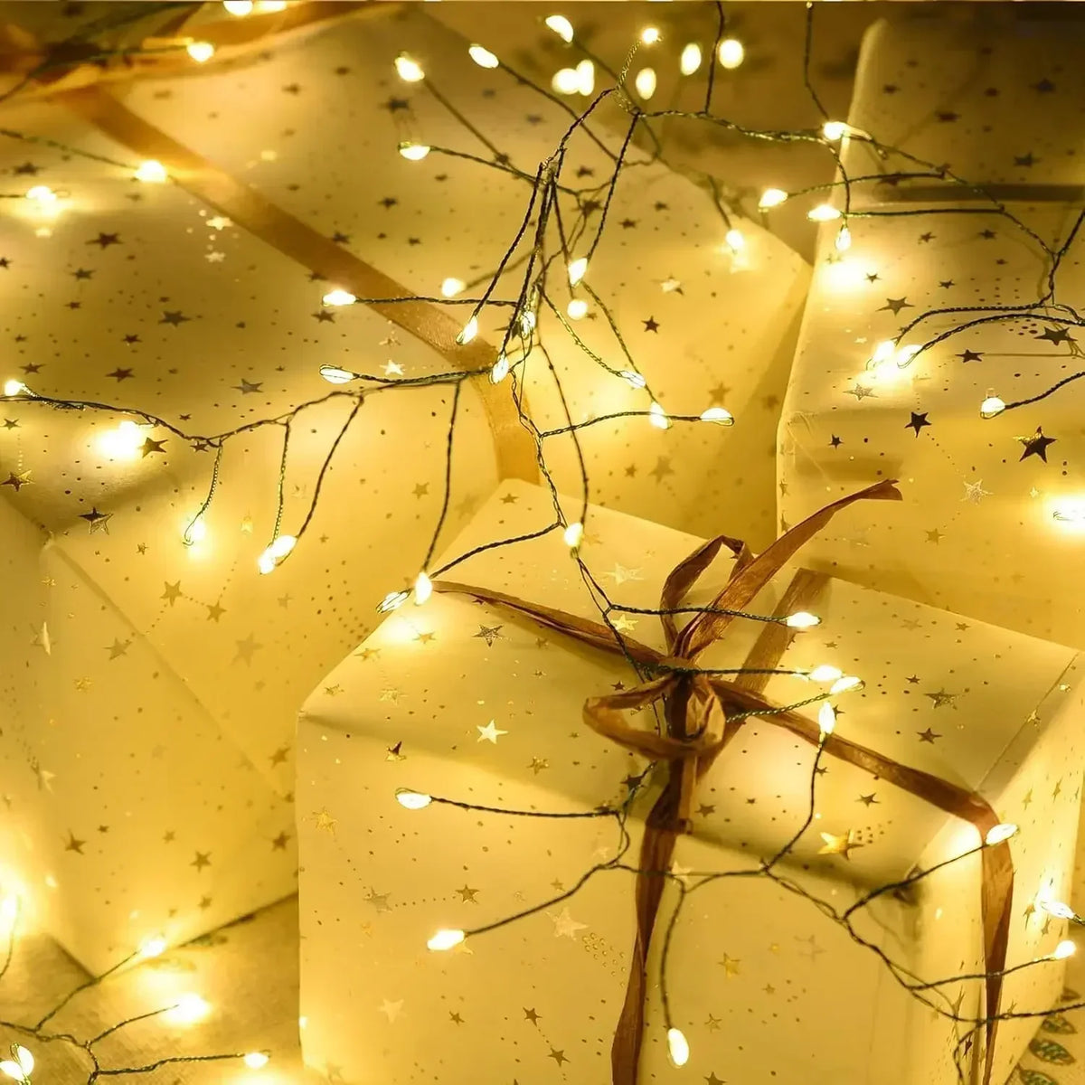 String Lights Starburst Design Flexible Copper Wire Remote Control IP65 Splashproof