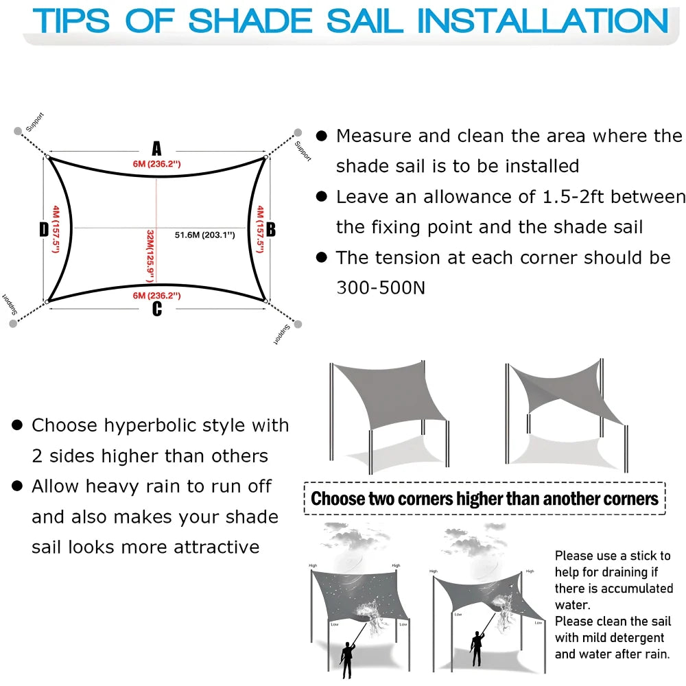 Sun Shade Sail Waterproof UV Protection Polyester Fabric