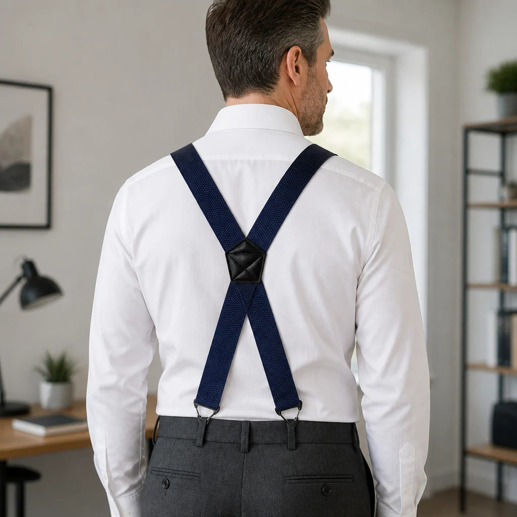 Suspenders Adjustable Elastic Belt-Loop Hooks Y-Back or X-Back