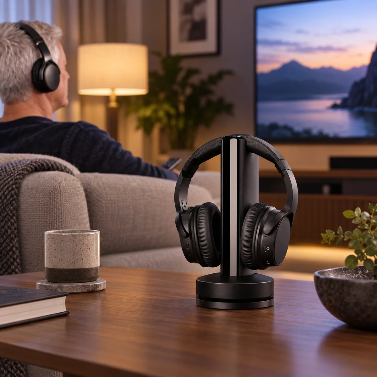 TV Headphones UHF Wireless 20-Hour Battery Life
