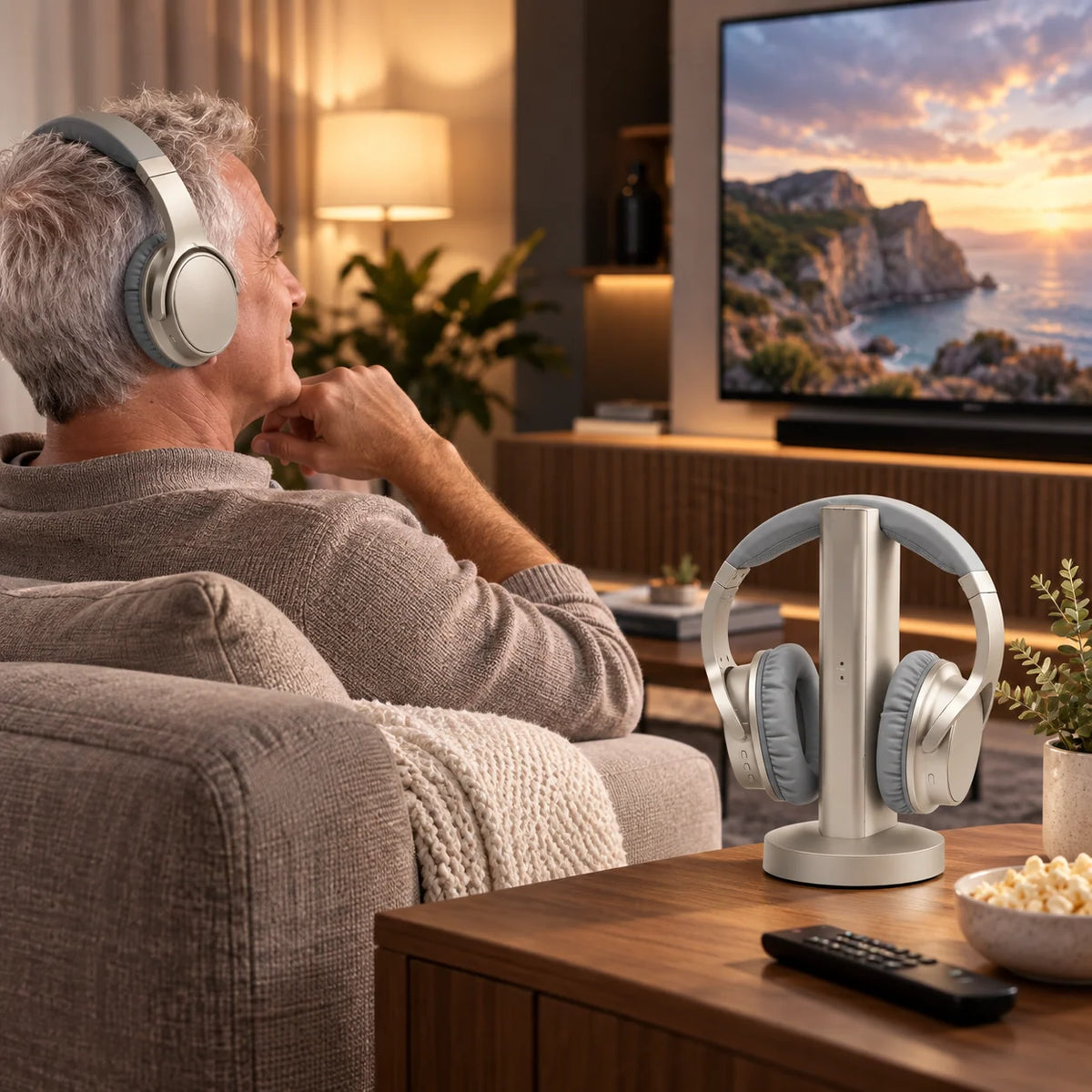 TV Headphones UHF Wireless 20-Hour Battery Life