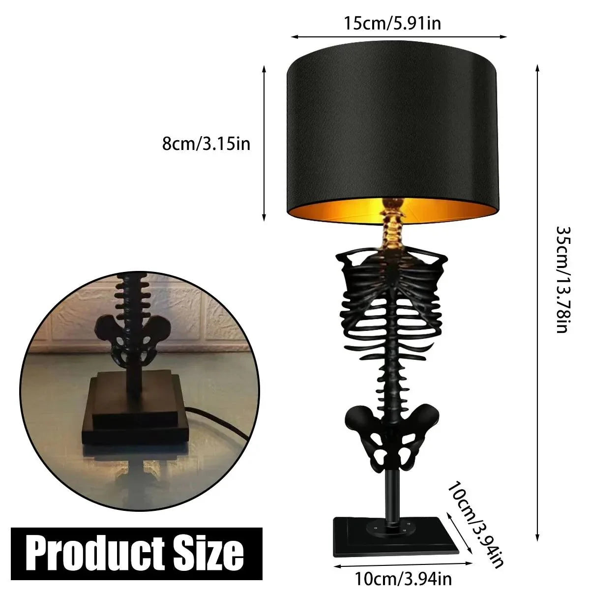 Table Lamp Black Skeleton Design Warm Accent Lighting