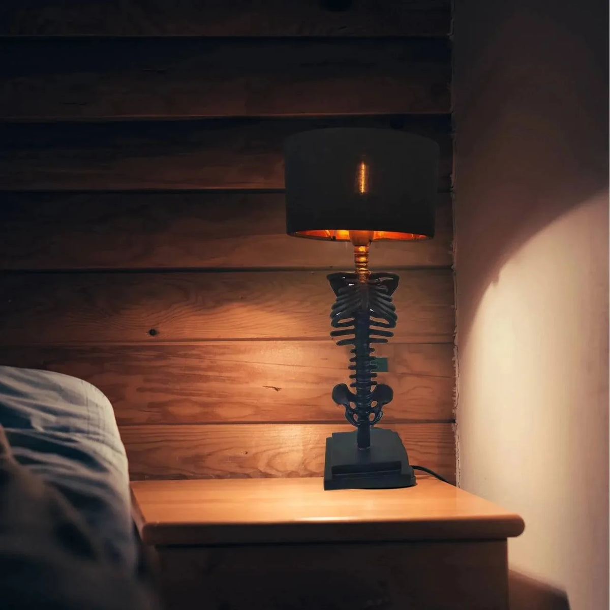 Table Lamp Black Skeleton Design Warm Accent Lighting