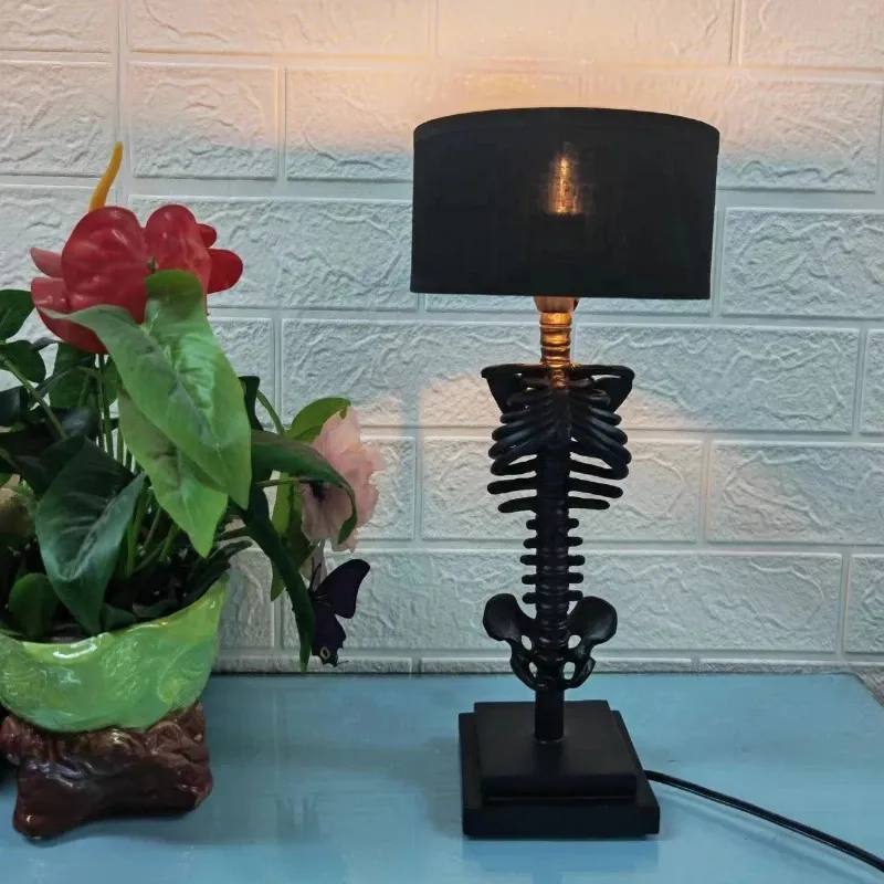Table Lamp Black Skeleton Design Warm Accent Lighting