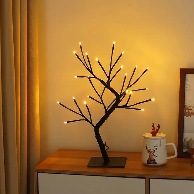Table Lamp Branch-Inspired Design 24 Warm White LEDs USB-Powered