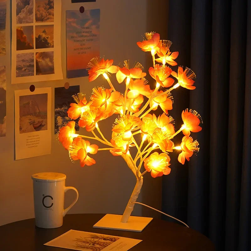 Table Lamp Branch-Inspired Design 24 Warm White LEDs USB-Powered