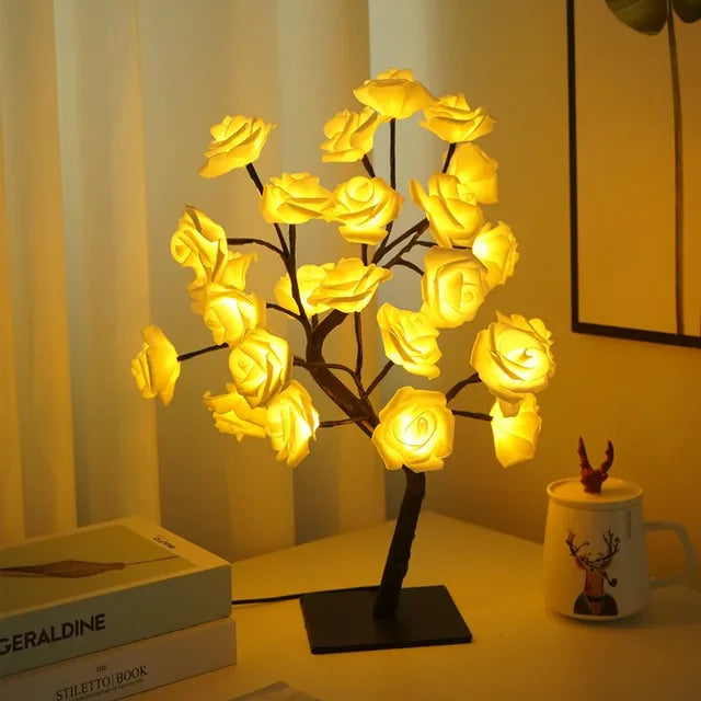 Table Lamp Branch-Inspired Design 24 Warm White LEDs USB-Powered