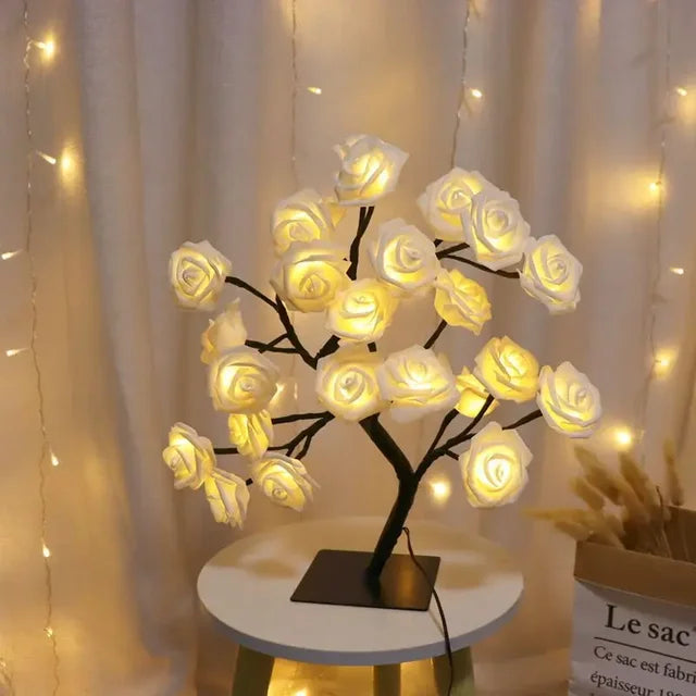 Table Lamp Branch-Inspired Design 24 Warm White LEDs USB-Powered