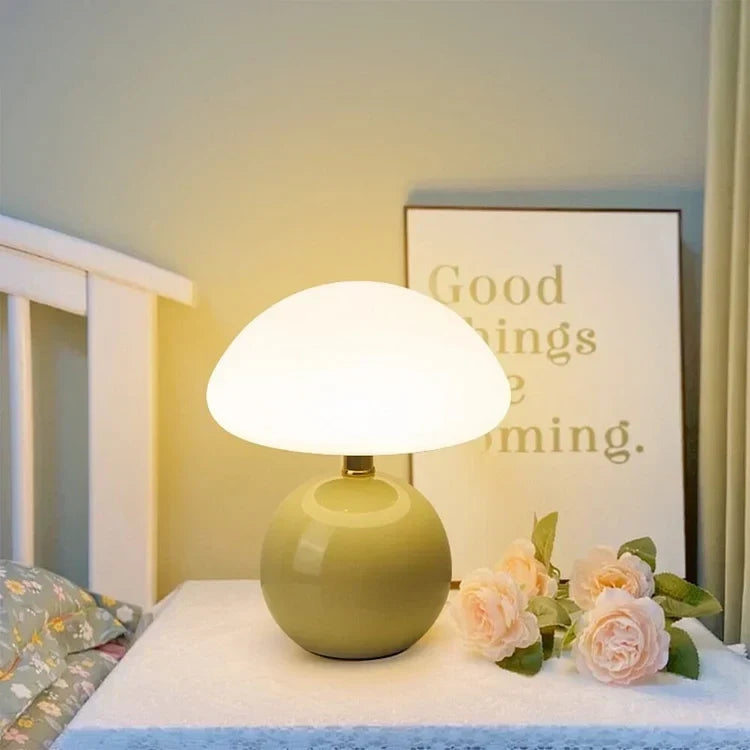 Table Lamp Ceramic Mushroom Design Dimmable LED 3 Light Modes