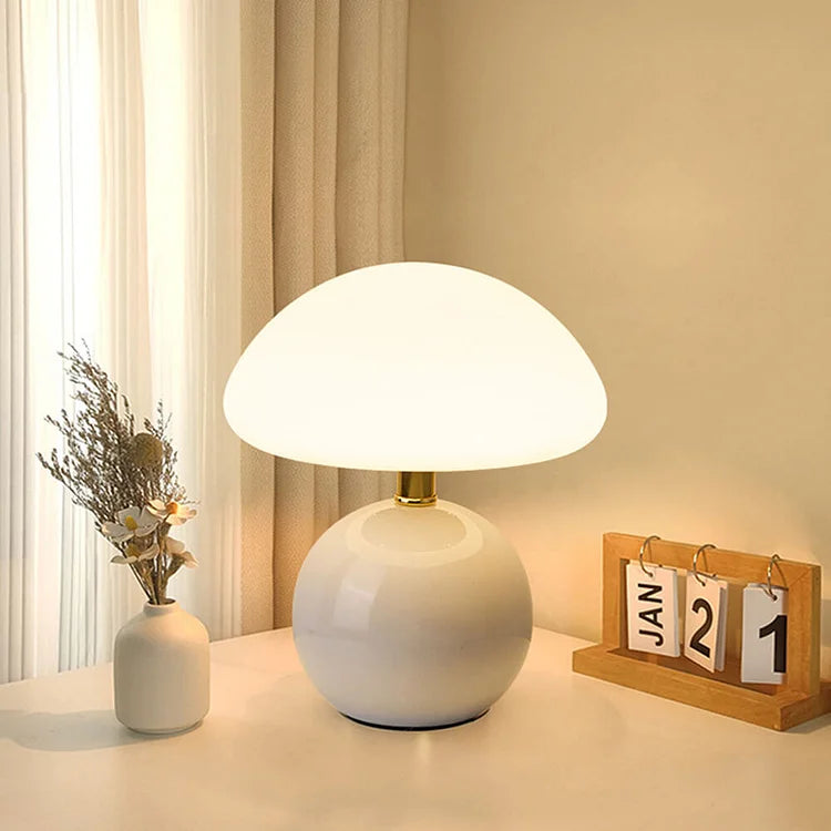 Table Lamp Ceramic Mushroom Design Dimmable LED 3 Light Modes