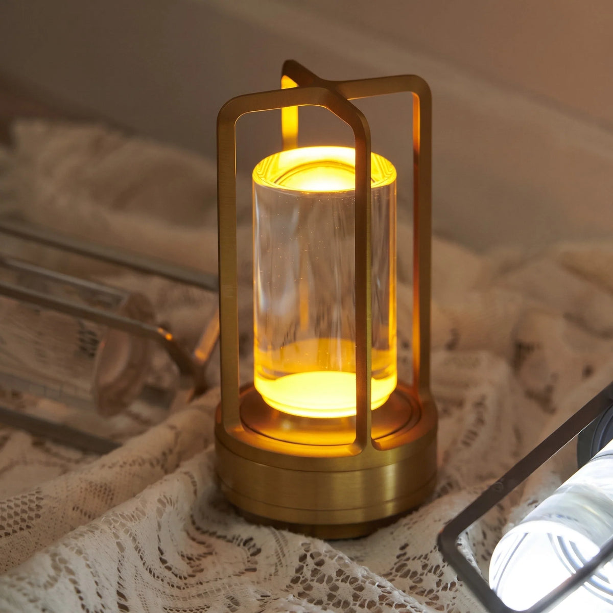 Table Lamp Cordless Rechargeable Touch Control Cage Design
