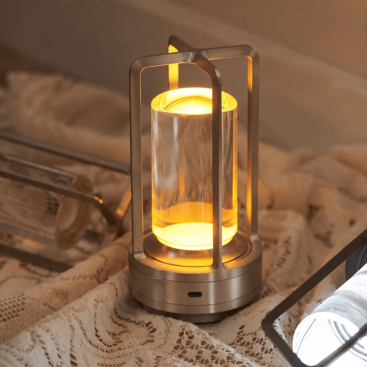 Table Lamp Cordless Rechargeable Touch Control Cage Design